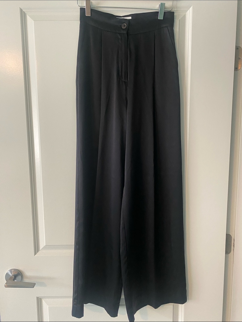 BARDO Collective 100% Silk Wide Leg High Waisted Pants Black Like New